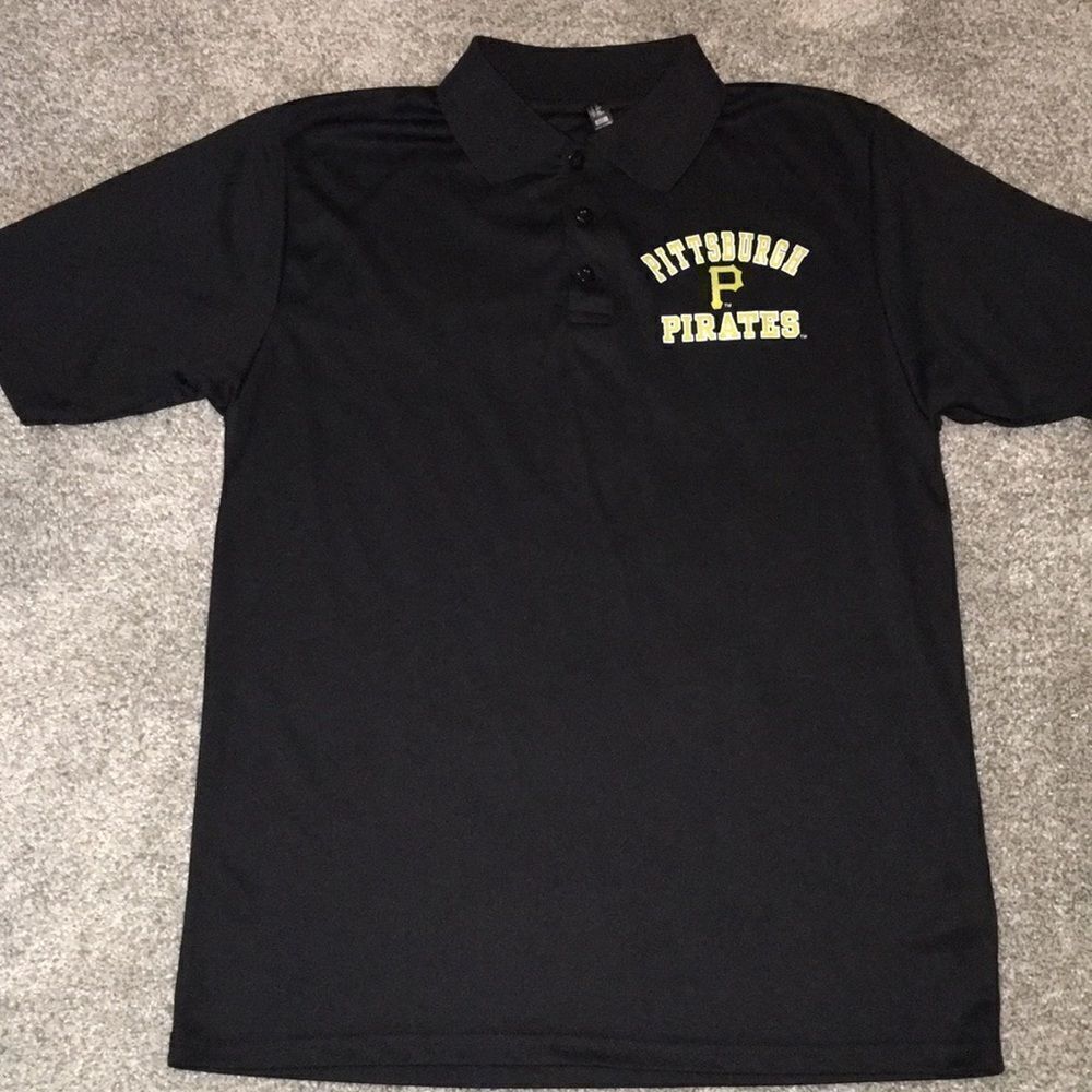 New Black 100% poly MLB Pittsburgh Pirates golf polo shirt M mens